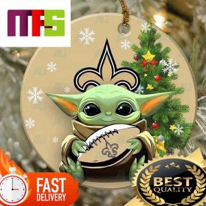NFL New Orleans Saints With Baby Yoda Funny Custom Christmas Tree Ornaments 2023