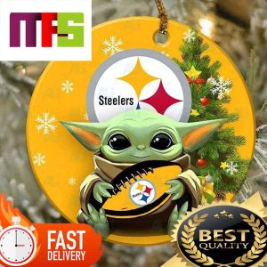 NFL Pittsburgh Steelers With Baby Yoda Funny Custom Christmas Tree Ornaments 2023