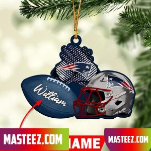 New England Patriots NFL Custom Name Rugby Ball Helmet Custom Shape Christmas Ornament