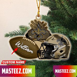 New Orleans Saints NFL Custom Name Rugby Ball Helmet Custom Shape Christmas Ornament