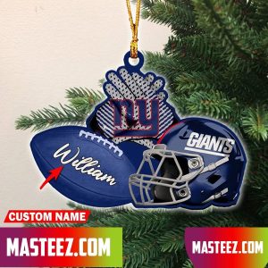 New York Giants NFL Custom Name Rugby Ball Helmet Custom Shape Christmas Ornament