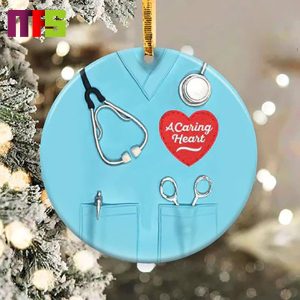 Nurse A Caring Heart Christmas Tree Decorations 2023 Unique Ceramic Xmas Ornament
