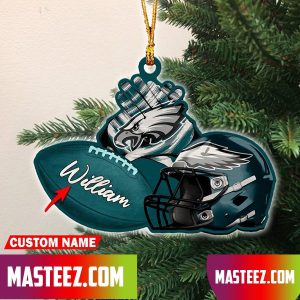 Philadelphia Eagles NFL Custom Name Rugby Ball Helmet Custom Shape Christmas Ornament