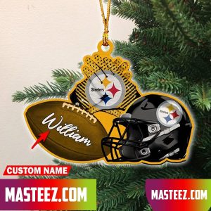 Pittsburgh Steelers NFL Custom Name Rugby Ball Helmet Custom Shape Christmas Ornament