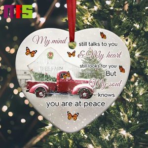 Red Truck My Mind Still Talks To You And My Heart Still Look For You Christmas Tree Decorations 2023 Unique Ceramic Custom Shape Xmas Ornament