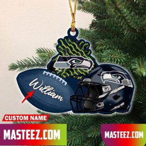 Seattle Seahawks NFL Custom Name Rugby Ball Helmet Custom Shape Christmas Ornament