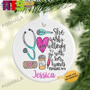 She Works Willingly With Her Hands Christmas Tree Decorations 2023 Unique Custom Name Xmas Ornament