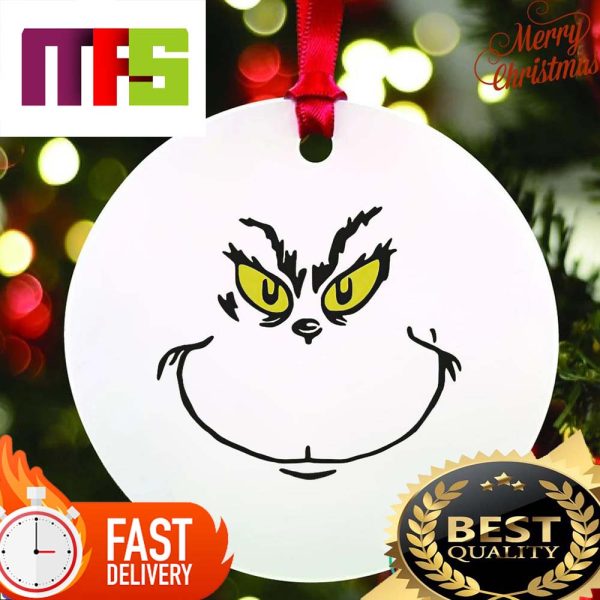 The Grinch Face In White Funny Custom Christmas Tree Decorations 2023