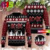 ACDC Cartoon Members And Christmas Hat Logo Reindeer Pattern Ugly Christmas Sweater