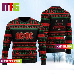 ACDC Merry Christmas Reindeer Snowflake Pattern Unique For Holiday Ugly Christmas Sweater