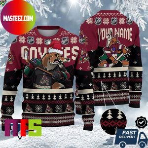 Arizona Coyotes Mascot NHL Personalized Name Unique Design For Holiday Ugly Christmas Sweater