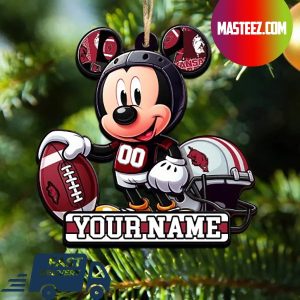Arkansas Razorbacks NCAA Mickey Mouse Christmas Tree Decorations Custom Name Xmas Ornament