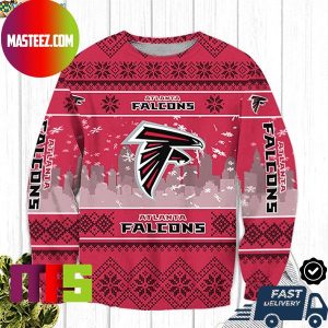 Atlanta Falcons NFL Big Logo Snowflake Pattern For Holiday Ugly Christmas Sweater