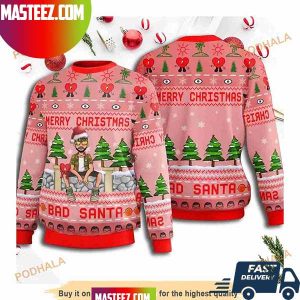 Bad Bunny Merry Christmas Bad Santa Best Holiday 2023 Pine Tree Pattern Ugly Sweater Bad Bunny Merry Christmas Bad Santa Best Holiday 2023 Pine Tree Pattern Ugly Sweater