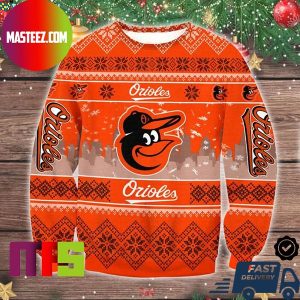 Baltimore Orioles Big Logo MLB Unique For Holiday Ugly Christmas Sweater
