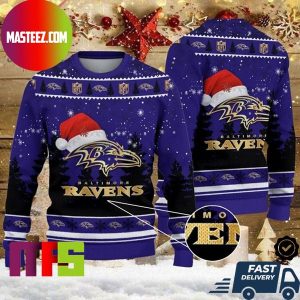 Baltimore Ravens NFL Christmas Hat Logo Ravens Logo Pattern Chrismas Ugly Sweater