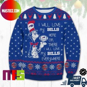 Buffalo Bills Dr Seuss I Will Love My Bills Everywhere Ugly Christmas Sweater