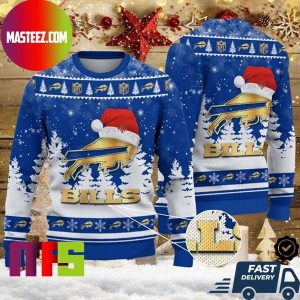 Buffalo Bills NFL Christmas Hat Logo Ravens Logo Pattern Ugly Christmas Sweater