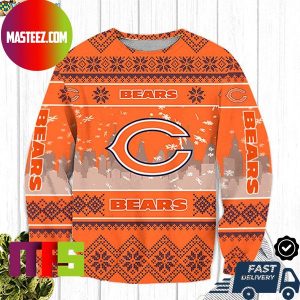 Chicago Bears Big Logo Snowflake Pattern Best For Holiday Ugly Christmas Sweater