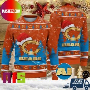 Chicago Bears Christmas Hat Chicago Bear Logo Pattern Ugly Christmas Sweater