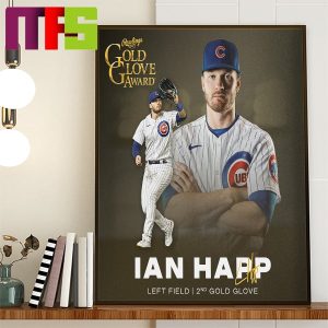 Chicago Cubs Ian Happ Rawlings Gold Glove Winner Left Field 2023 Home Decor Poster Canvas