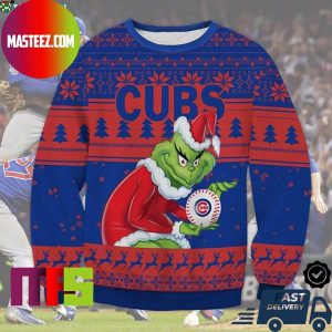 Chicago Cubs MLB Grinch Snowflake Pattern For Holiday Ugly Christmas Sweater