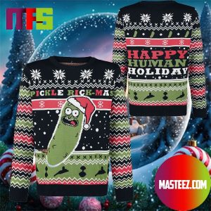 Christmas Hat Pickle Rick Happy Human Holiday Best For Holiday Ugly Christmas Sweater