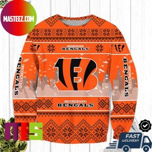 Cincinnati Bengals Big Logo Snowflake Pattern Best For Holiday Ugly Christmas Sweater