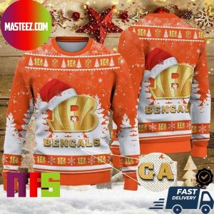 Cincinnati Bengals Christmas Hat Bengals Logo Pattern For Holiday Ugly Christmas Sweater