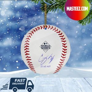 Corey Seager Texas Rangers Signature 2023 World Series Champions Christmas Tree Decorations Xmas Ornament