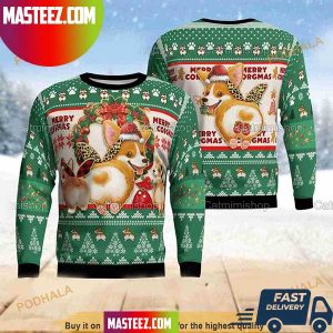 Corgi Pine Tree Pattern Funny Ugly Christmas Sweater Corgi Pine Tree Pattern Funny Ugly Christmas Sweater