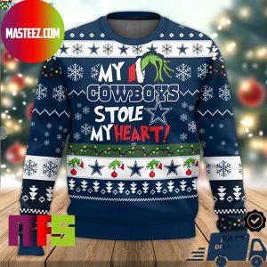 Dallas Cowboys Grinch My Cowboy Stole My Heart For Holiday Ugly Christmas Sweater