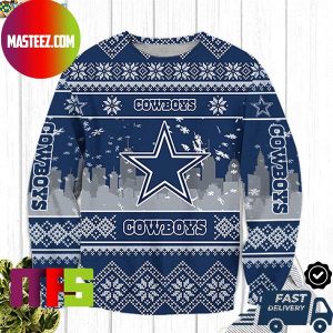 Dallas Cowboys NFL Big Logo Snowflake Pattern For Holiday Ugly Christmas Sweater