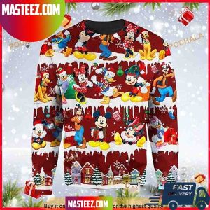 Disney Characters Mickey Donald Duck Pluto Xmas Ugly Christmas Sweater