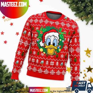 Disney Christmas Snowflakes Pattern Donald Duck Head Ugly Christmas Sweater