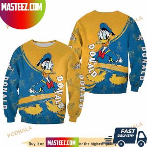 Donald Duck Blue Yellow Pattern Stripes Disney 3D Ugly Sweater