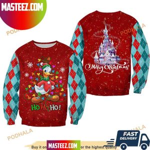 Donald Duck Pattern Xmas Red Blue 2023 Christmas Disney Ugly Christmas Sweater