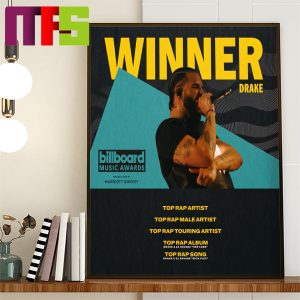 Drake 2023 Billboard Music Awards Winner Top Rap Male Artist Home Decor Poster Canvas