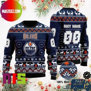 Edmonton Oilers NHL Personalized Reindeer Pattern For Holiday Ugly Christmas Sweater