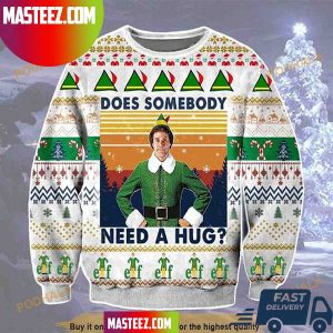 Elf Movie Does Somebody Need A Hug Wool Ugly Christmas Sweater