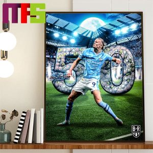 Erling Haaland Fastest 50 Goals In EPL Home Decor Poster Canvas