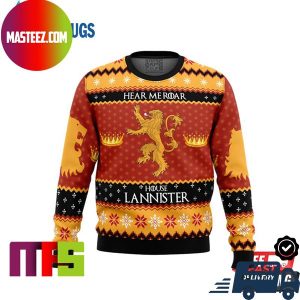 Game Of Thrones House Lannister Hear Me Roar Best For Holiday Ugly Christmas Sweater