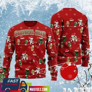 Grateful Dead Dancing Bears Red Christmas Pattern For Fans Ugly Sweater