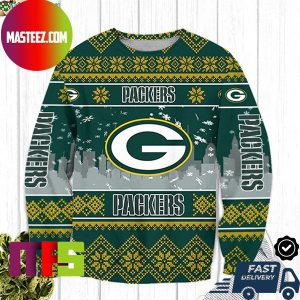 Green Bay Packers Big Logo Snowflake Pattern Ugly Christmas Sweater
