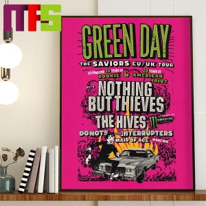 Green Day The Saviors EU UK Tour 2024 Home Decor Poster Canvas