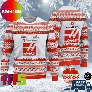 Haas F1 Team Reindeer Pattern Best For Holiday Ugly Christmas Sweater