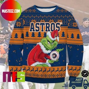 Houston Astros MLB Grinch Snowflake Pattern For Holiday Ugly Christmas Sweater