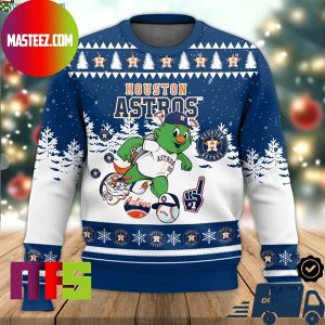 Houston Astros Mascot MLB Astros Logo Pattern For Holiday Ugly Christmas Sweater
