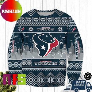 Houston Texans Big Logo Snowflake Pattern For Holiday Ugly Christmas Sweater