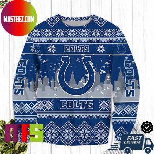 Indianapolis Colts Big Logo Snowflake Pattern For Holiday Ugly Christmas Sweater